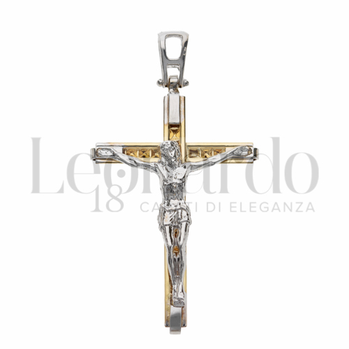 Modello Con Cristo in Oro Giallo e Oro Bianco da 2,3gr.