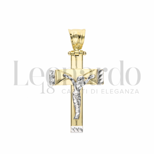 Modello Con Cristo in Oro Giallo e Oro Bianco da 2,4gr.