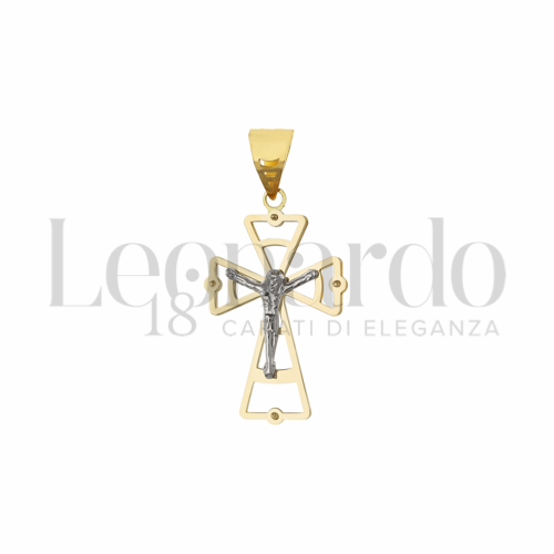 Modello Con Cristo in Oro Giallo e Oro Bianco da 2,3gr.