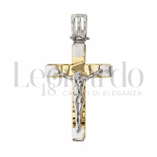 Modello Con Cristo in Oro Giallo e Oro Bianco da 4,2gr.