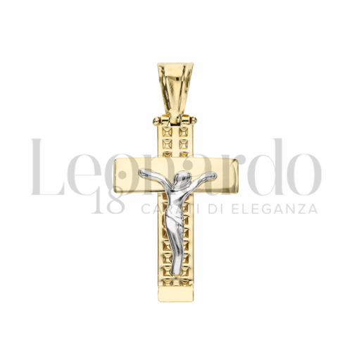 Modello Con Cristo in Oro Giallo e Oro Bianco da 2,9gr.