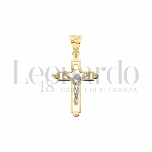 Modello Con Cristo in Oro Giallo e Oro Bianco da 2,1gr.