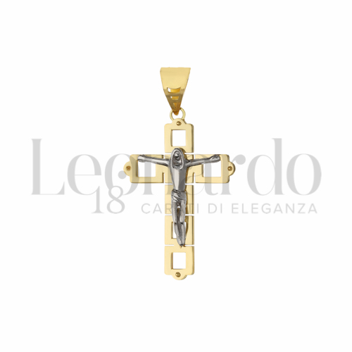 Modello Con Cristo in Oro Giallo e Oro Bianco da 3,3gr.