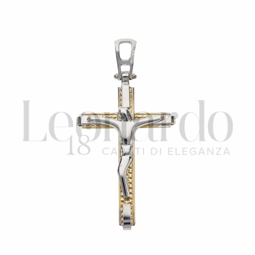 Modello Con Cristo Stilizzato in Oro Giallo e Oro Bianco da 1,8gr.