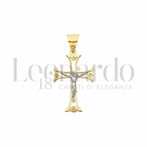 Modello Con Cristo in Oro Giallo e Oro Bianco da 2,1gr.