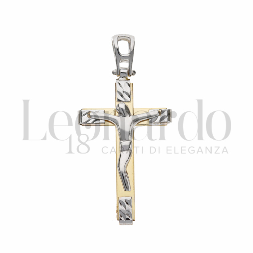 Modello Con Cristo Stilizzato in Oro Giallo e Oro Bianco da 2gr.