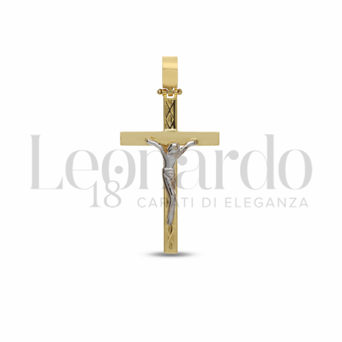 Modello Con Cristo Stilizzato in Oro Giallo e Oro Bianco da 2,6gr.