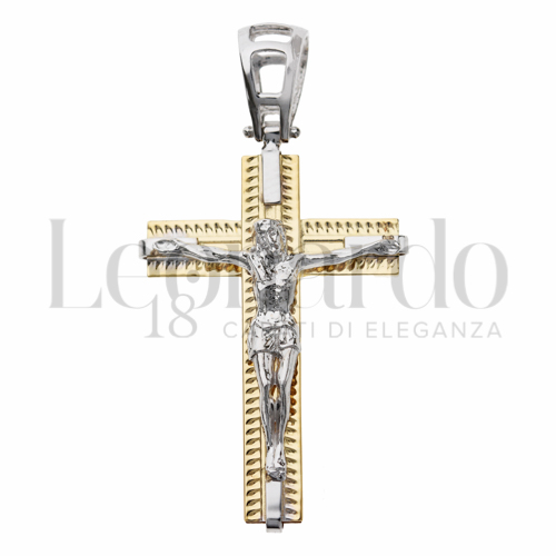 Modello Con Cristo in Oro Giallo e Oro Bianco da 3,1gr.