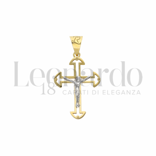 Modello Con Cristo in Oro Giallo e Oro Bianco da 1,8gr.