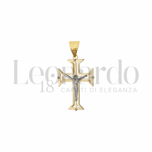 Modello Con Cristo in Oro Giallo e Oro Bianco da 1,3gr.
