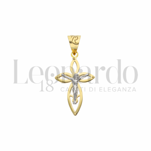 Modello Con Cristo in Oro Giallo e Oro Bianco da 2gr.