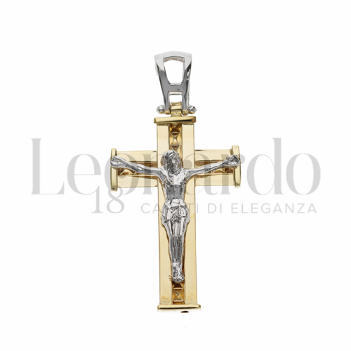 Modello Con Cristo in Oro Giallo e Oro Bianco da 3gr.