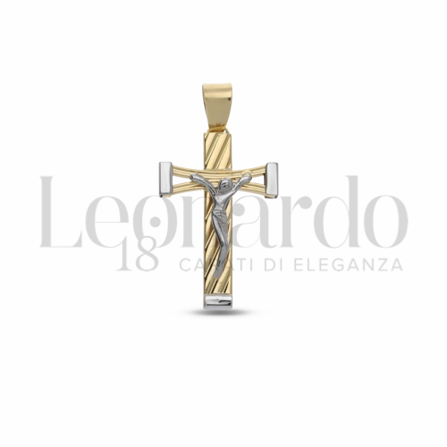 Modello Con Cristo Stilizzato in Oro Giallo e Oro Bianco da 2,9gr.