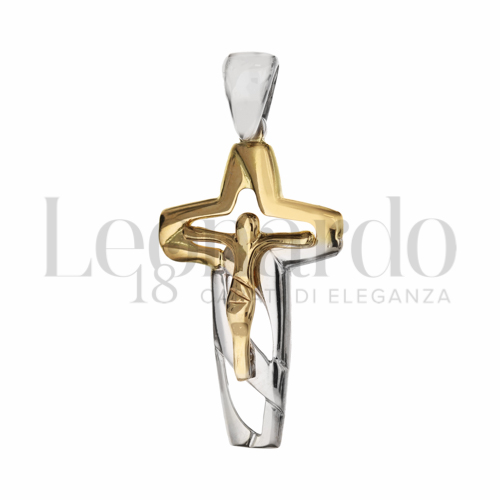 Modello Con Cristo in Oro Giallo e Oro Bianco da 3,3gr.