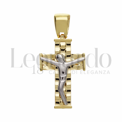 Modello Con Cristo Stilizzato in Oro Giallo e Oro Bianco da 3,3gr.