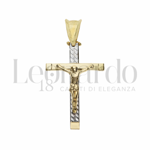Modello Con Cristo in Oro Giallo e Oro Bianco da 1,8gr.