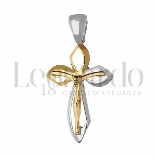 Modello Con Cristo in Oro Giallo e Oro Bianco da 3,3gr.