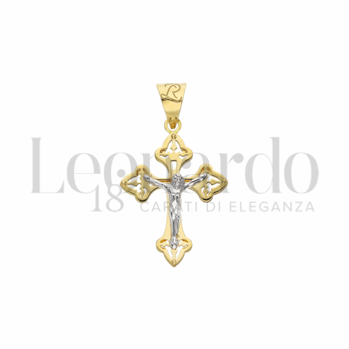 Modello Con Cristo in Oro Giallo e Oro Bianco da 2,1gr.
