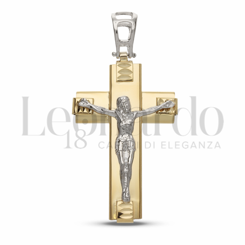 Modello Con Cristo in Oro Giallo e Oro Bianco da 4gr.