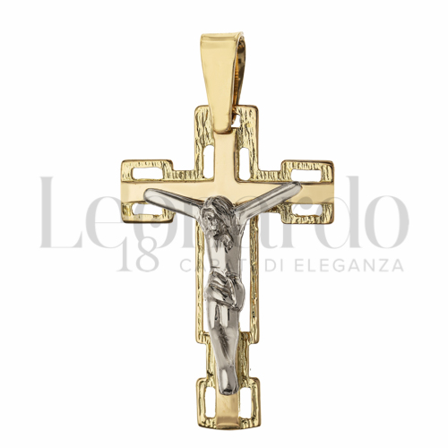 Modello Con Cristo in Oro Giallo e Oro Bianco da 3,4gr.