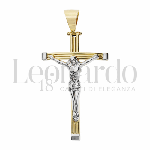 Modello Con Cristo in Oro Giallo e Oro Bianco da 2,3gr.