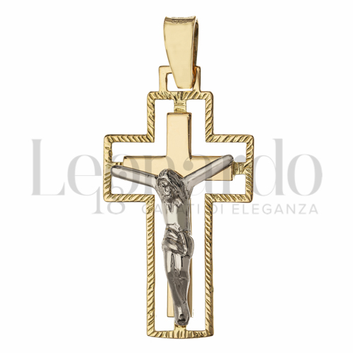 Modello Con Cristo in Oro Giallo e Oro Bianco da 3,2gr.