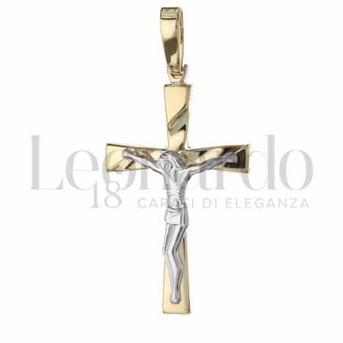 Modello Con Cristo in Oro Giallo e Oro Bianco da 4,3gr.