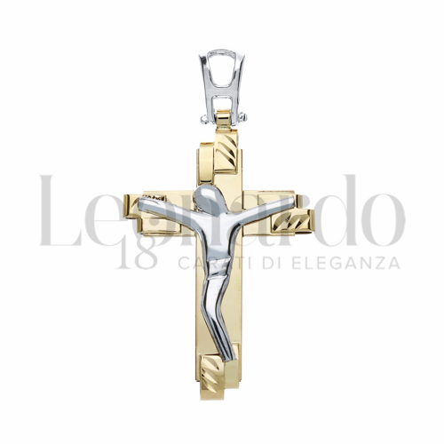 Modello Con Cristo Stilizzato in Oro Giallo e Oro Bianco da 3,3gr.