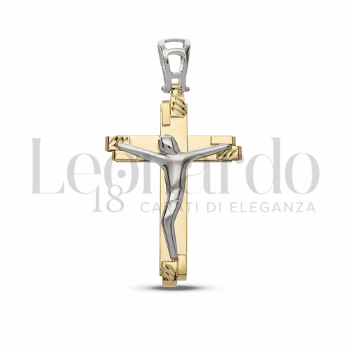 Modello Con Cristo Stilizzato in Oro Giallo e Oro Bianco da 3,7gr.