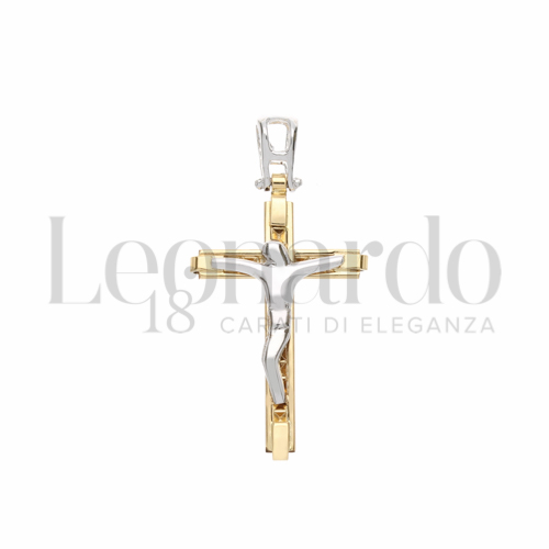 Modello Con Cristo Stilizzato in Oro Giallo e Oro Bianco da 1,7gr.