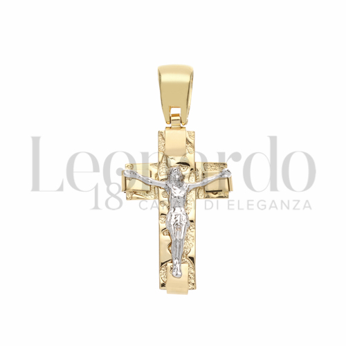 Modello Con Cristo in Oro Giallo e Oro Bianco da 3,4gr.