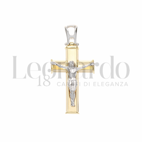 Modello Con Cristo in Oro Giallo e Oro Bianco da 3gr.