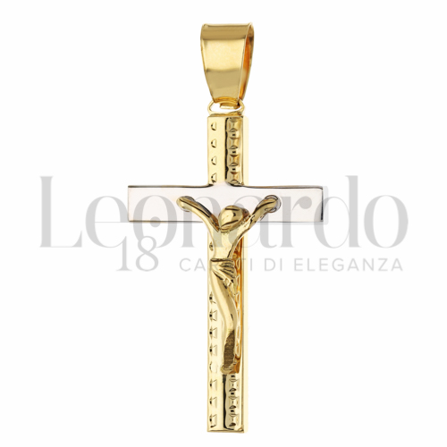 Modello Con Cristo in Oro Giallo e Oro Bianco da 3,2gr.