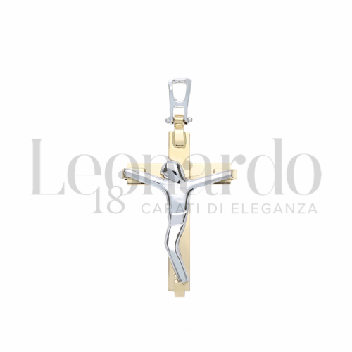 Modello Con Cristo Stilizzato in Oro Giallo e Oro Bianco da 2,2gr.