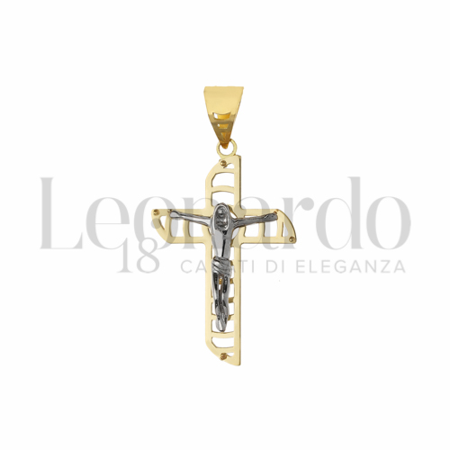 Modello Con Cristo in Oro Giallo e Oro Bianco da 3gr.