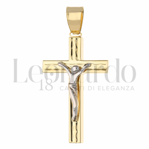 Modello Con Cristo in Oro Giallo e Oro Bianco da 3,3gr.