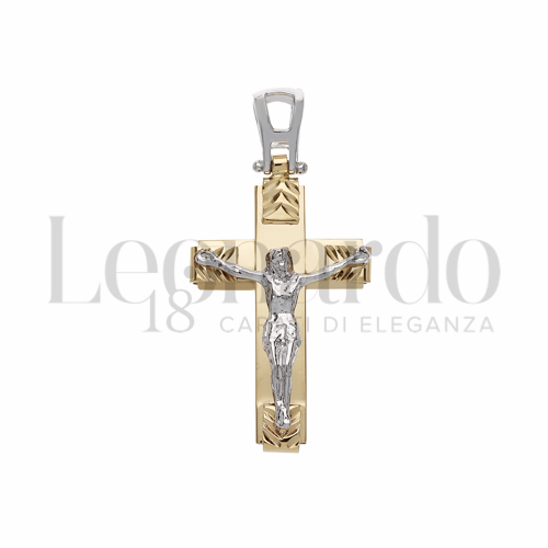 Modello Con Cristo in Oro Giallo e Oro Bianco da 3,1gr.