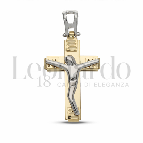 Modello Con Cristo Stilizzato in Oro Giallo e Oro Bianco da 3,1gr.