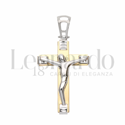 Modello Con Cristo Stilizzato in Oro Giallo e Oro Bianco da 3,5gr.