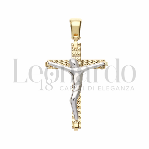 Modello Con Cristo Stilizzato in Oro Giallo e Oro Bianco da 2,7gr.