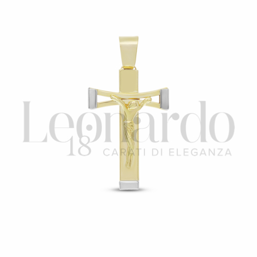 Modello Con Cristo Stilizzato in Oro Giallo e Oro Bianco da 2,9gr.