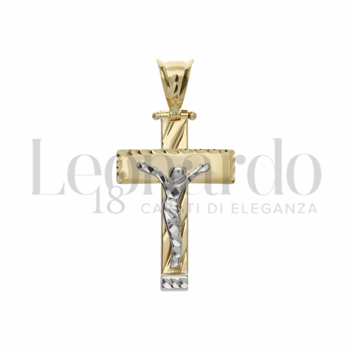 Modello Con Cristo Stilizzato in Oro Giallo e Oro Bianco da 2,6gr.