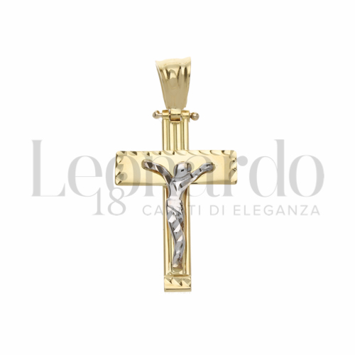 Modello Con Cristo Stilizzato in Oro Giallo e Oro Bianco da 2,6gr.