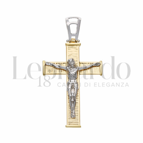 Modello Con Cristo in Oro Giallo e Oro Bianco da 3,3gr.