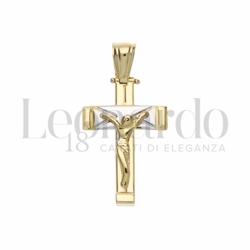 Modello Con Cristo Stilizzato in Oro Giallo e Oro Bianco da 2,6gr.
