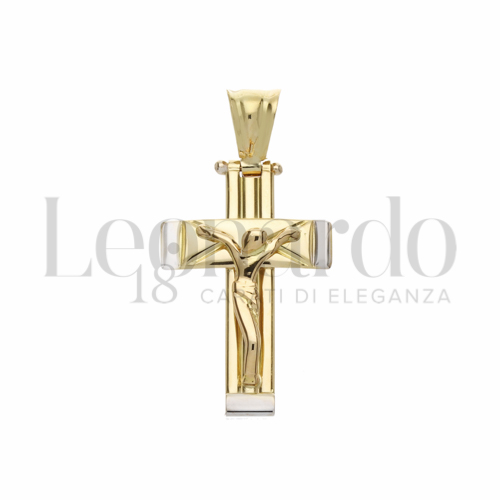 Modello Con Cristo Stilizzato in Oro Giallo e Oro Bianco da 3,1gr.