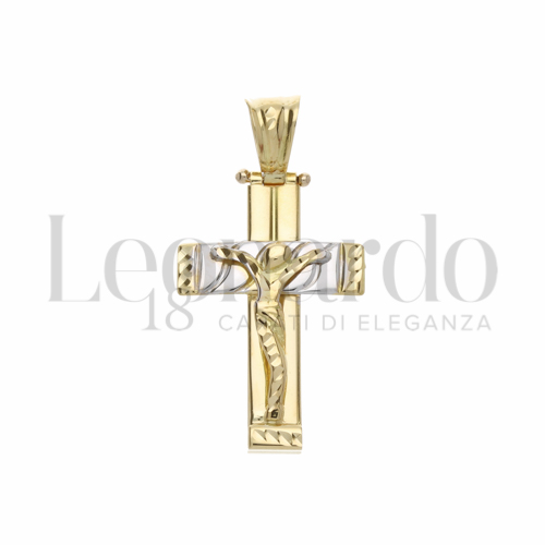 Modello Con Cristo Stilizzato in Oro Giallo e Oro Bianco da 2,8gr.