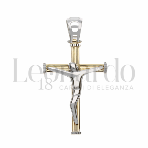 Modello Con Cristo Stilizzato in Oro Giallo e Oro Bianco da 3,6gr.