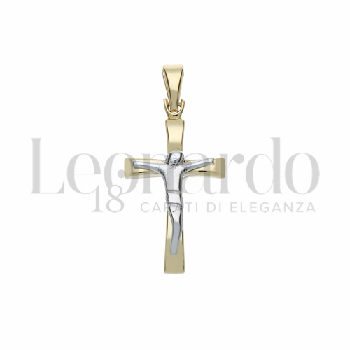 Modello Con Cristo Stilizzato in Oro Giallo e Oro Bianco da 3,1gr.