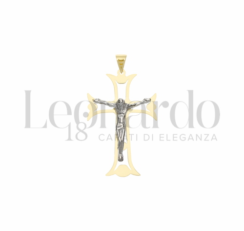 Modello Con Cristo e Lastra Traforata in Oro Giallo e Oro Bianco da 1,2gr.